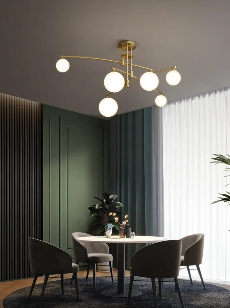 Casa sala de estar sala de jantar três cabeças moderno e minimalista criativo feijão mágico quarto iluminação internet celebridades