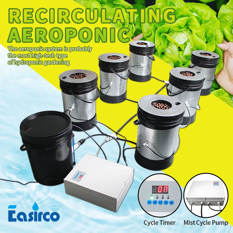 Recirculating Aeroponics System 6pcs 5 Gallon  Round Bucket.  Cloner Bucket Hydroponic Growing Systems Custom Made Acceptable