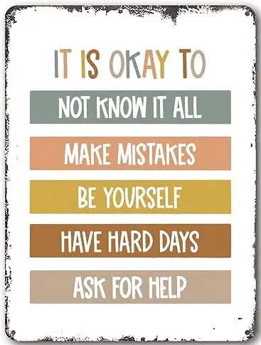 EYSL It is Okay - Boho Classroom Decor Poster Quotes Be Yourself Playroom Child Art Teacher Gift Metal