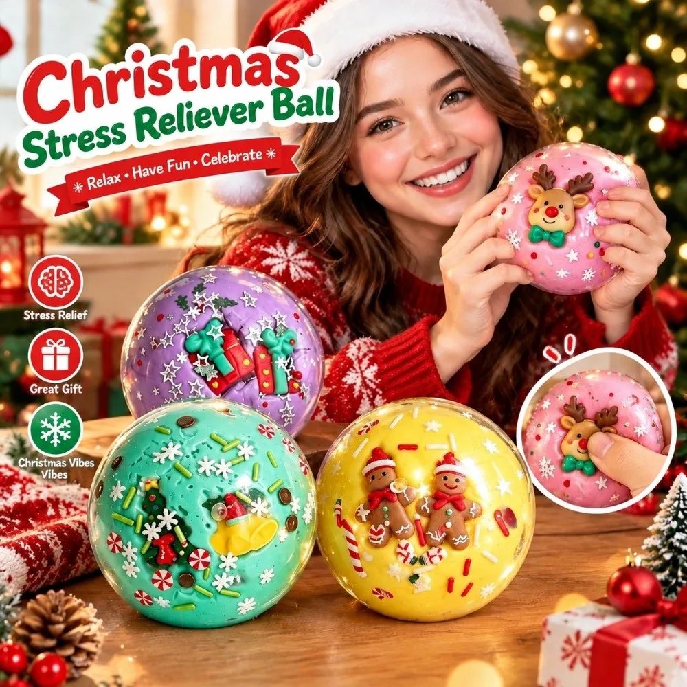 Durable Slow Rebound Christmas Stress Ball Ice Transparent Handmade Stress Relief Fidget Toy Decompression Ball Stress Relief