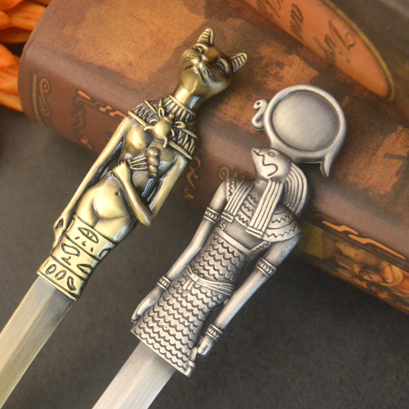 Vintage Letter Opener Sun God Totem Decoration Letter Opening Bookmarks Metal Notebook Decoration Clamp Planner Accessories
