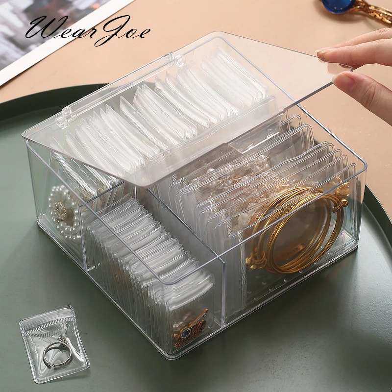 

Anti-oxidation Jewelry Storage Bag Desktop Drawer Organizer Transparent Necklace Bracelet Ring Holder Pouch Earring Display Case