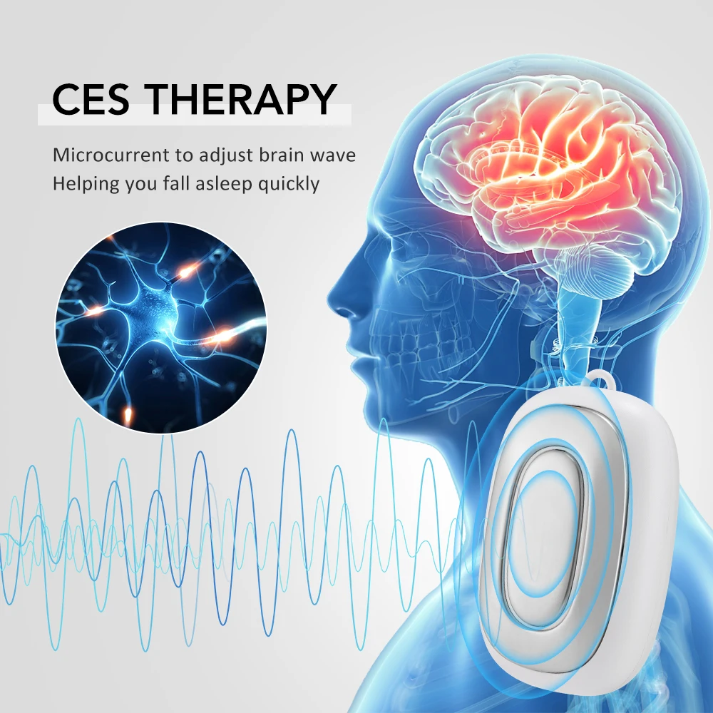 Handheld CES Sleep Aid Device Palm Pulse Massager for Insomnia Stress Anxiety Ear Clip Microcurrent Pressure Relief Help Sleep