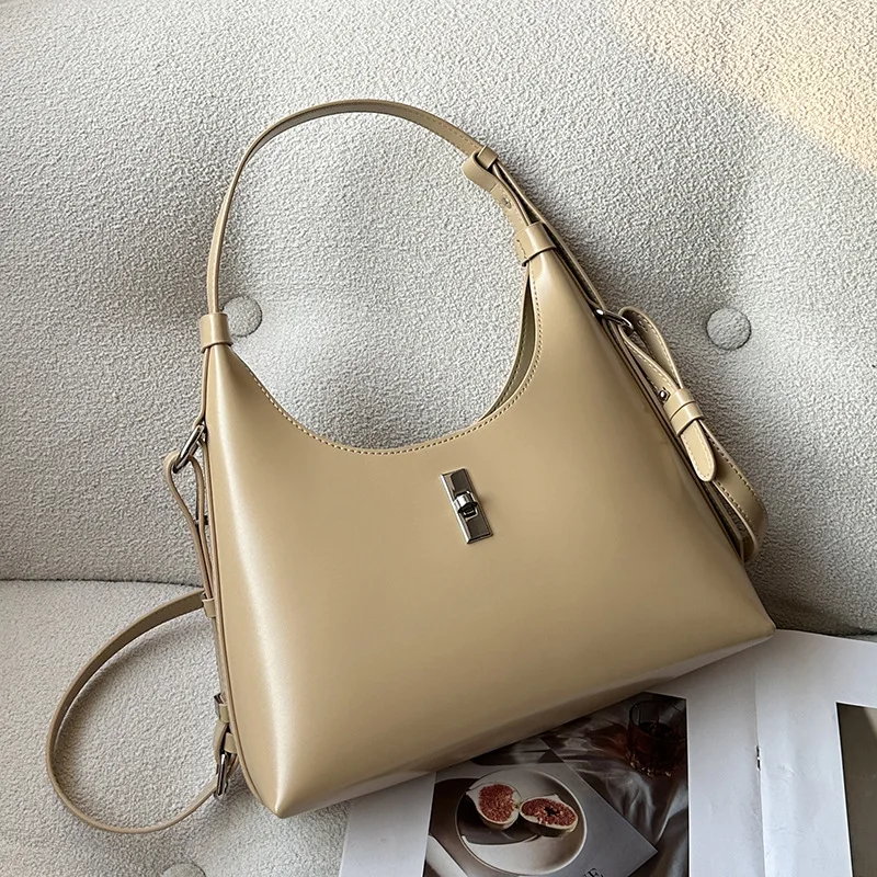 Women\'s Handbag New Spring and Summer Luxury Design Genuine Leather One Shoulder Bag Fashion Portable Slung Underarm Bag Girl