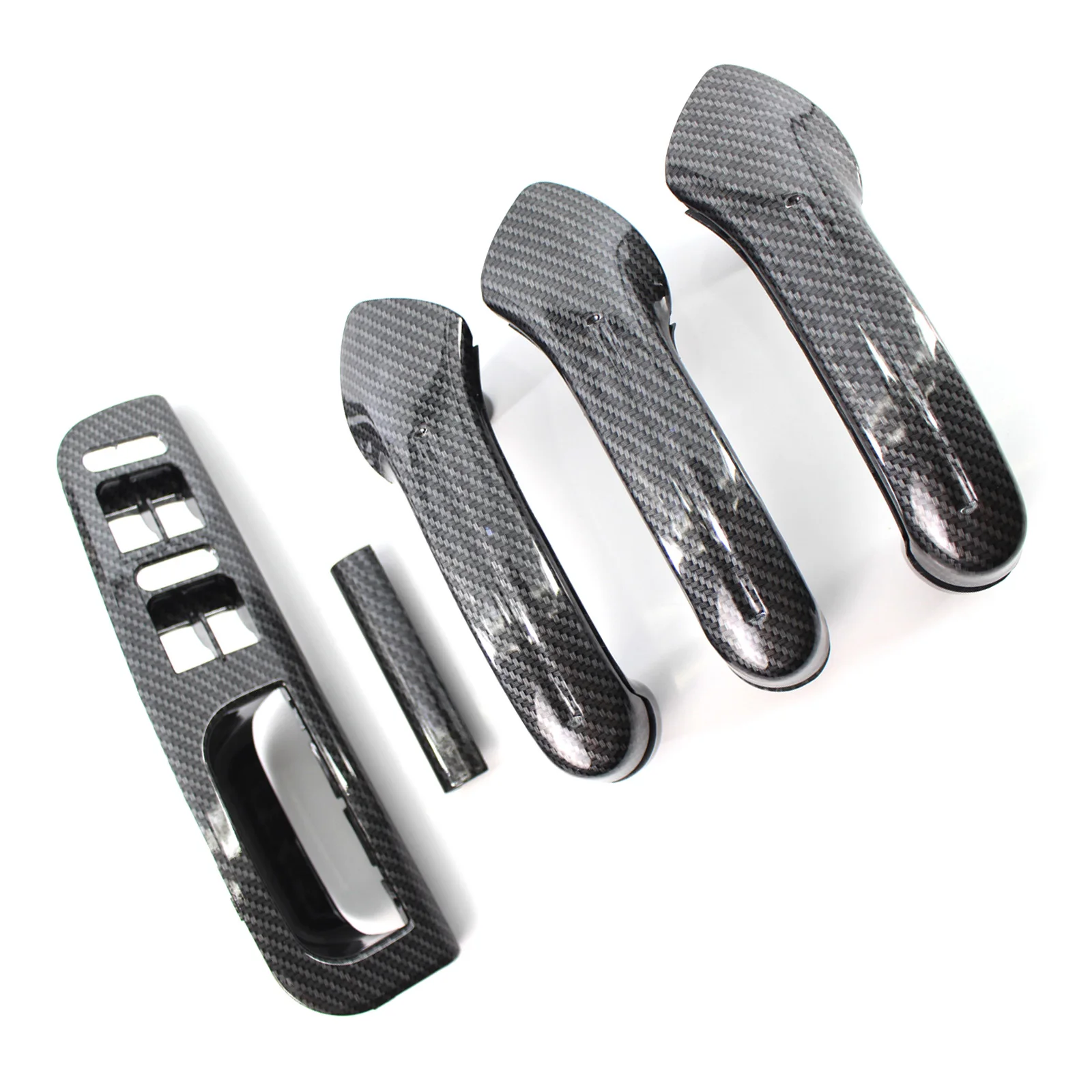 For VW Jetta Golf MK4 1999-2004 Interior Door Grab Handle Cover Trim Carbon Fiber Pattern 1J0867171A 5PCS Set
