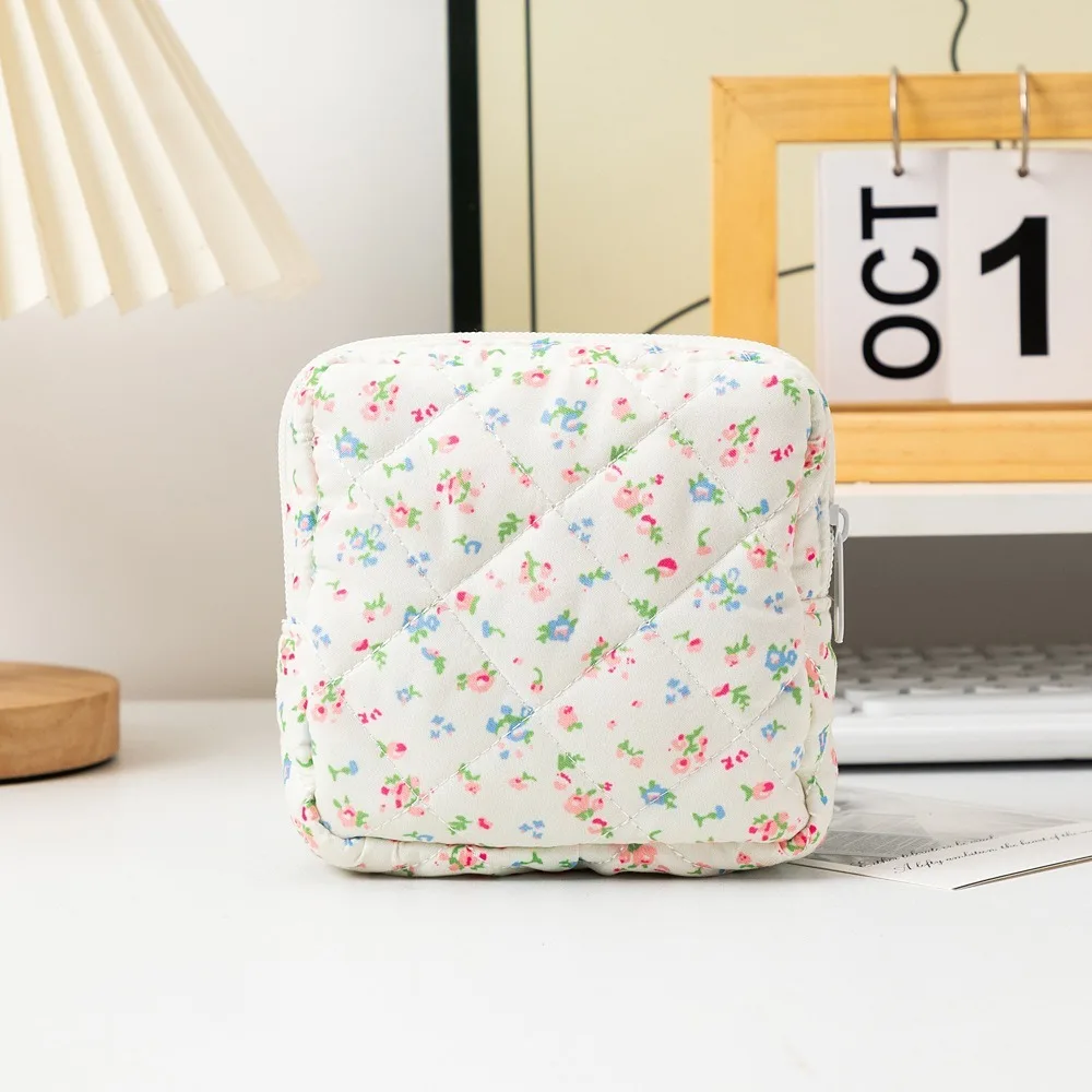 Monedero Floral portátil, bolsas de almacenaje de pañuelos sanitarios multifuncionales de gran capacidad, bolsa de cosméticos