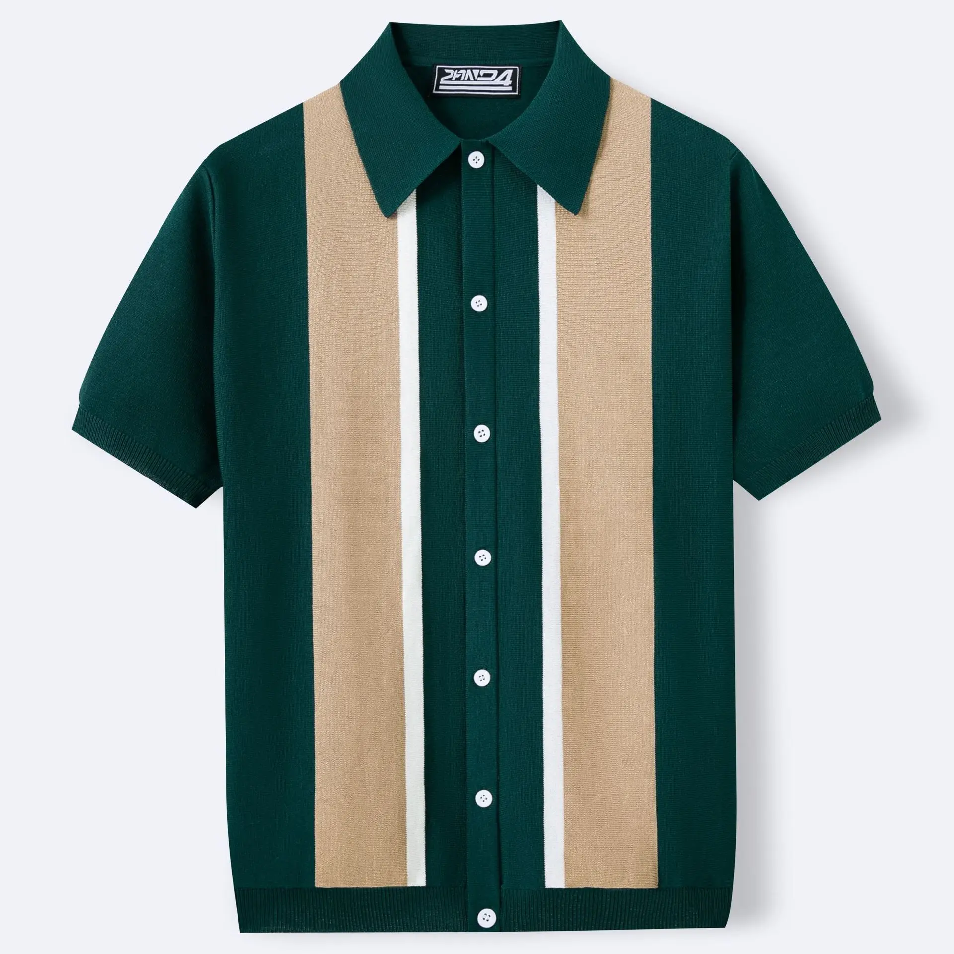 New men's luxury fashion collar contrasting color T-shirt single breasted cardigan knitted short sleeved polo shirt top jacket
