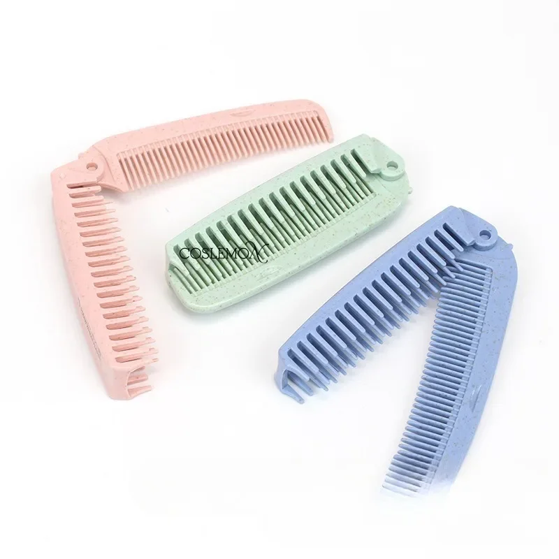 1pcs Portable Folding Comb Hair Brush Anti-static Travel Hair Brush Wheat Straw Folding Hairdressing Styling Beauty Tool