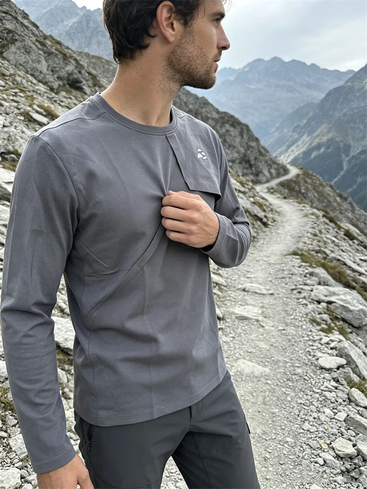 Outdoor Men's Quick Dry Function Base Shirt Seamless Sealed Process Autumn Winter Long Sleeve Casual Style Polyester Fiber