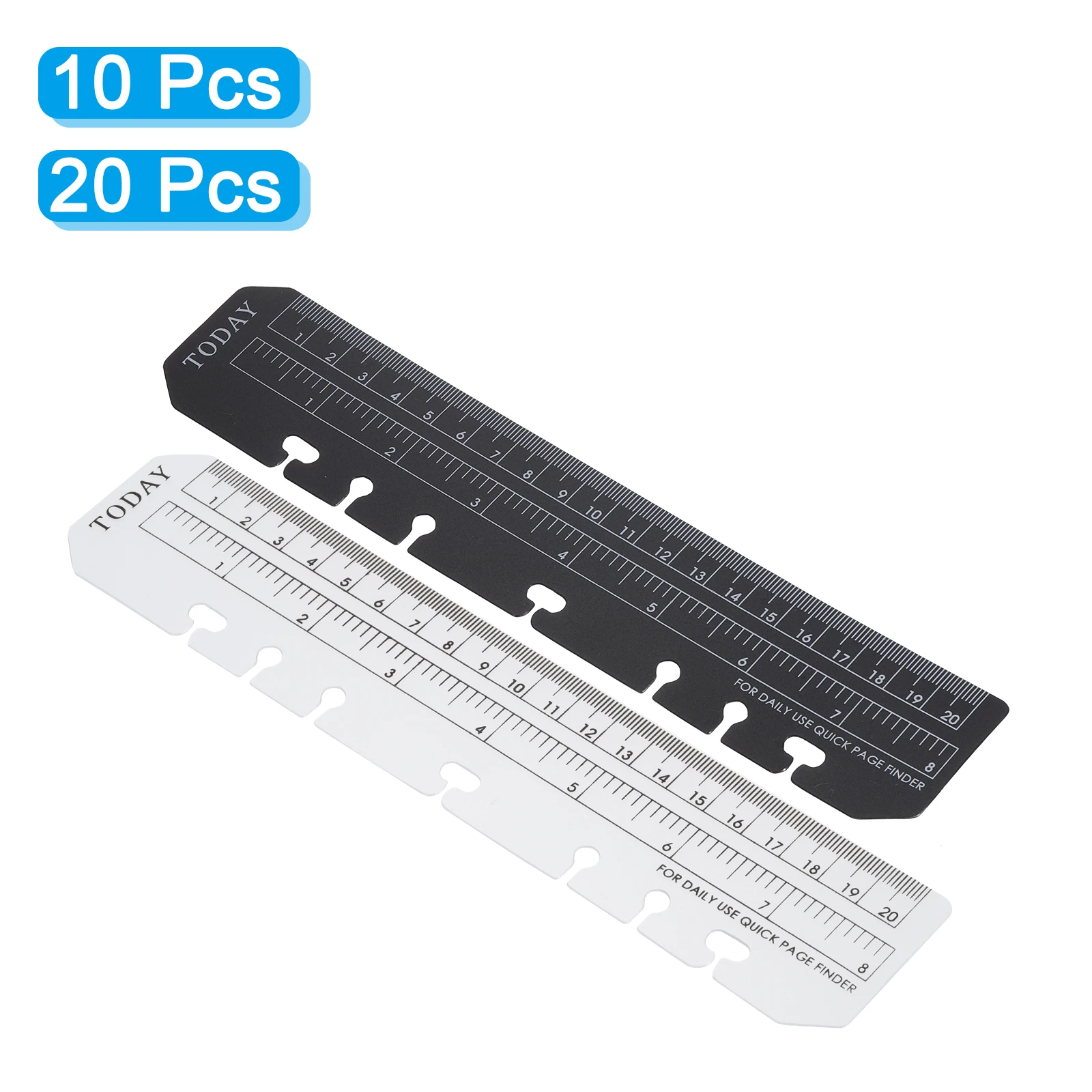 

10/20Pcs Bookmark Ruler Snap-in Ruler Page Marker Book Mark Measuring Tools for A5 A6 A7 Size 6-Hole Binder Notebook Black/Clear