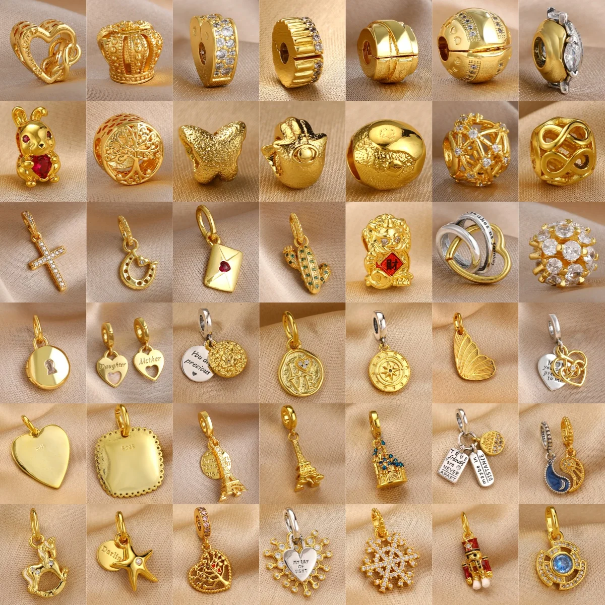 2026 Fashion 925 Silver Gold Series Cactus Envelope Heart Pendant Suitable for Original Bracelets DIY Jewelry Gifts