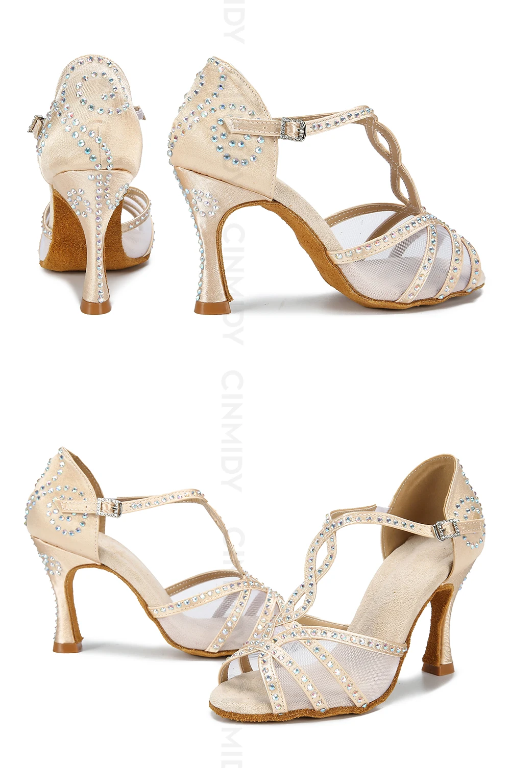CINMIDY Mesh-Latin-Tanzschuhe für Damen, Satin-Tanzschuhe, bequeme Partyschuhe mit weicher Sohle, Salsa-Ballsaal-Tanzschuhe – Detail 18