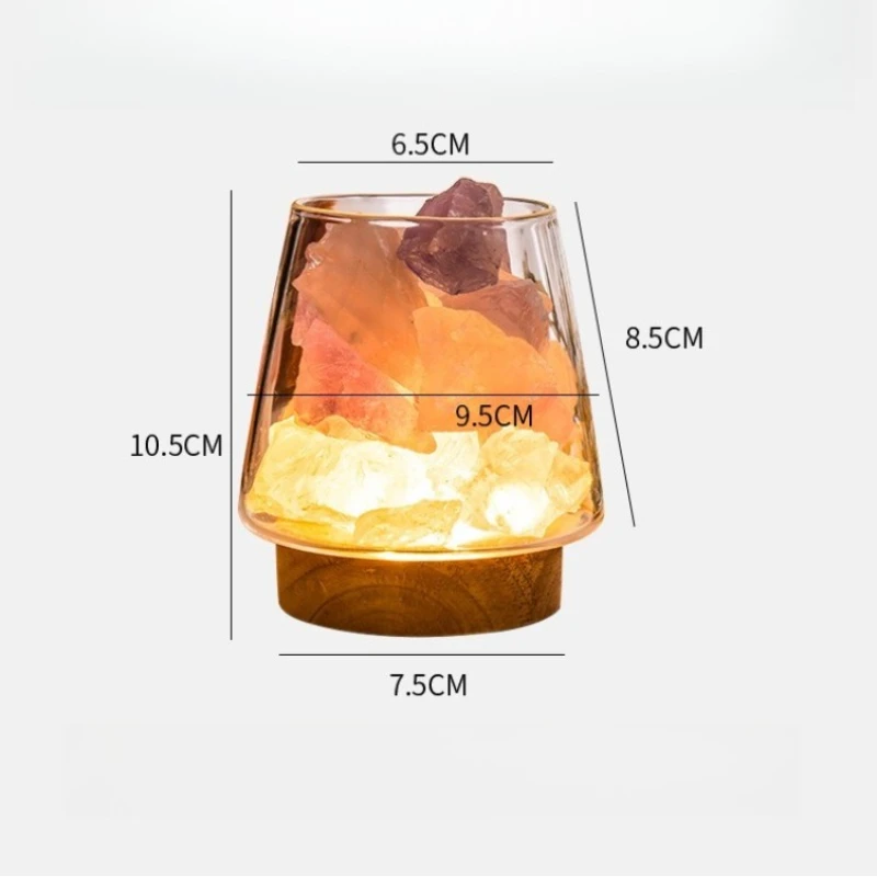 10cm*7.5cm 크리에이티브 침실용 크리스탈 소금석 아로마테라피 분위기 램프 장식 침실 틈새 고급 아로마테라피 램프