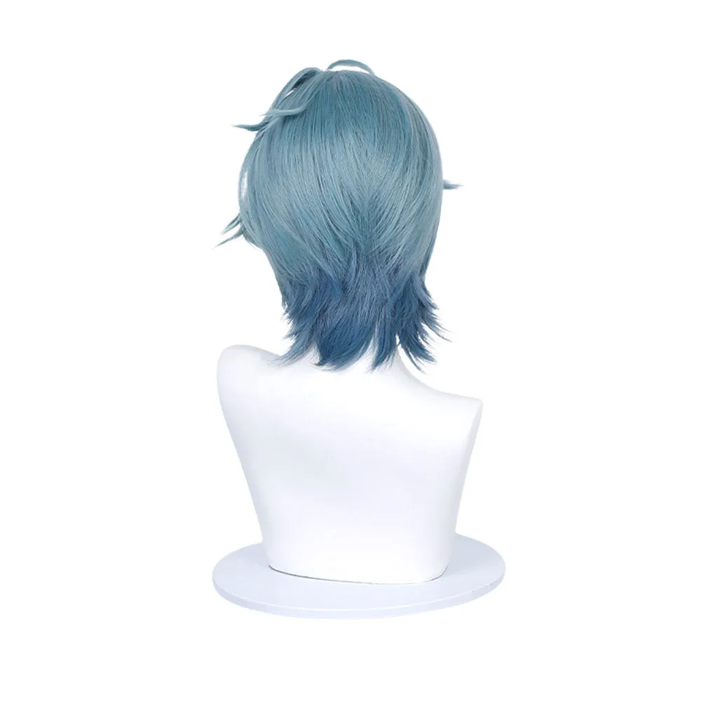 Freminet Genshin Impact Cosplay Wig Blue Gradient Short Layered Hair Heat Resistant Synthetic Wig For Cos Event 3