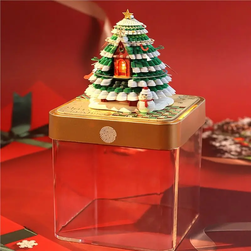 AB34-2026 LED Light Christmas Tree Desk Calendar 3D Carving Art Tear Away Paper Memo Pad Office Holiday Desktop Decoration