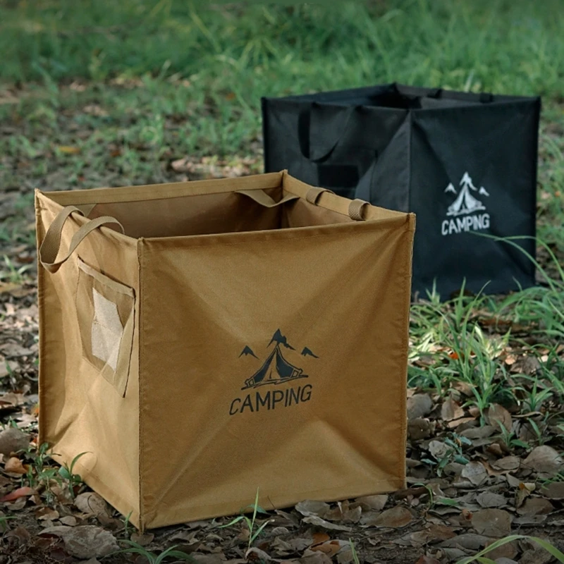 Portable Camping Trash Can Foldable Outdoor Multifunction Storage Box Canvas Picnic Bag Large Capacity Travel Waste Container