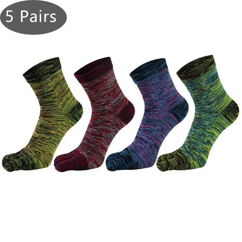 5 Pairs 5 Finger Socks Man Pure Cotton Fashions Colorful Vintage Casual Young Soft Elastic Happy Funny Toe Short Socks Sokken