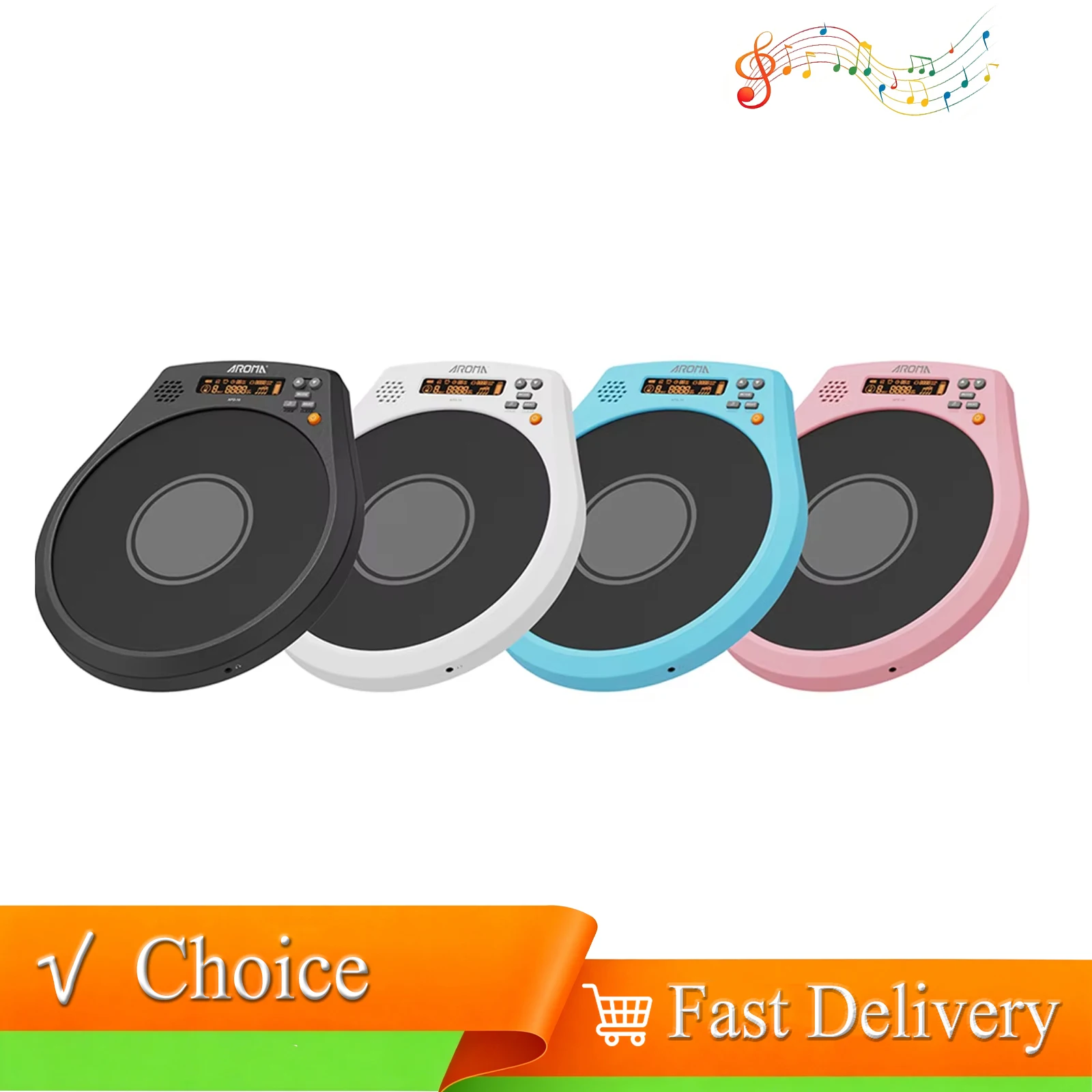planche-de-frappe-electronique-aroma-apd-10-pour-batterie-silencieuse-avec-batterie-integree-metronome-et-accessoires-de-percussion-pour-l'entrainement