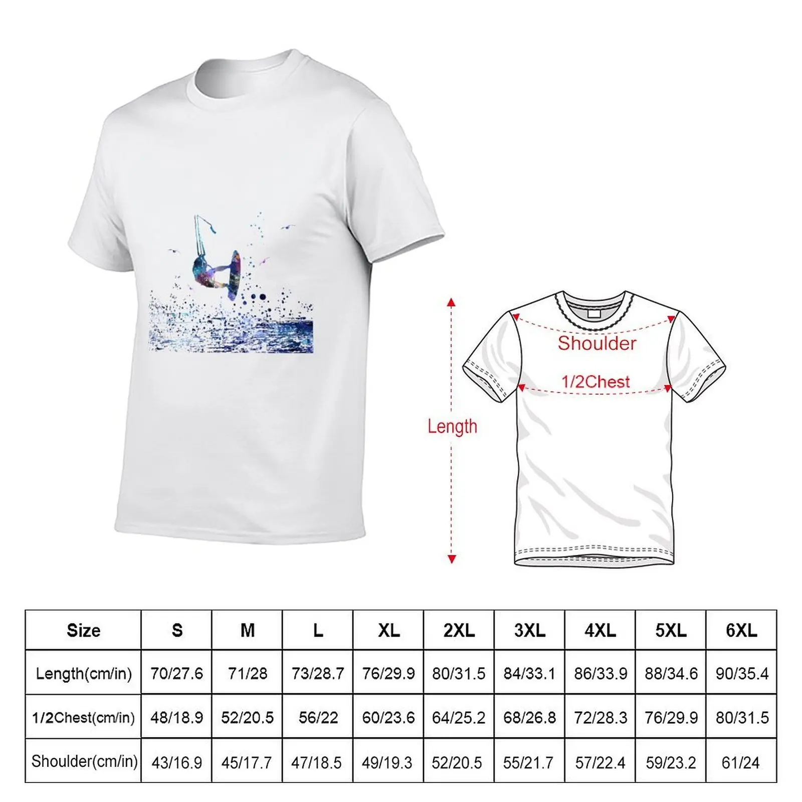 Kitesurfing, watercolor kiteboarding T-Shirt kawaii clothes baggy shirts mens t shirts casual stylish