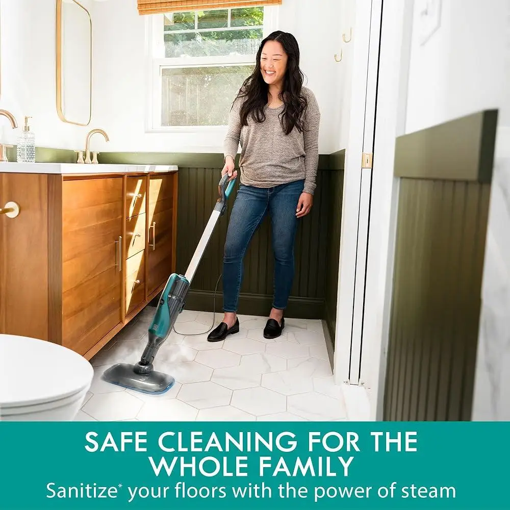2-in-1 Steam Mop Hard Floor Cleaner with Handheld Steam Cleaner and Washable Pads Carpets Rugs Upholstery and Stubborn Messes