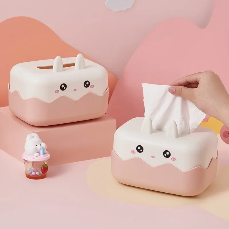 Rabbit Tissue Box Cartoon Creative Home Desktop Paper Drawing Box Household Living Room Dormitory Meal Tissue Storage Box