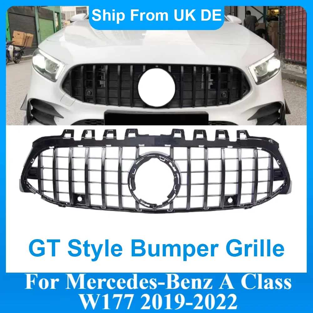 Griglia anteriore per Mercedes Benz Classe A W177 2019-2022 A180 A200 A220 A250 GT Stile Auto Paraurti Anteriore Racing Grill Hood