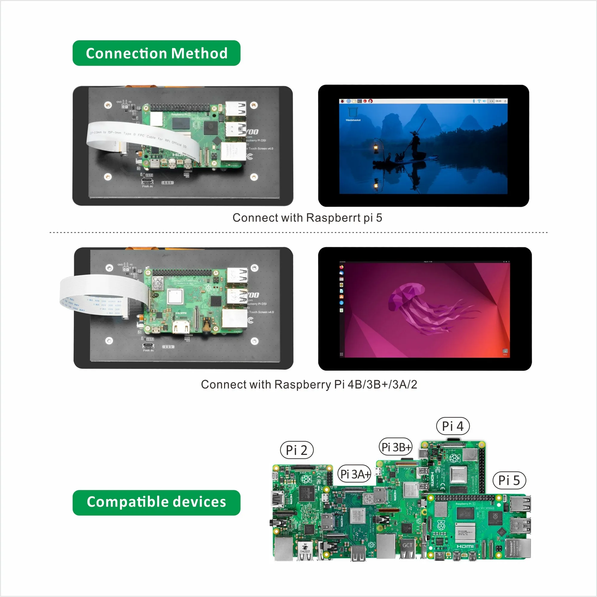 Imagem -04 - Osoyoo Dsi Touchscreen para Raspberry pi Design Durável Display de Alta Resolução Fácil Instalação Rpi 3b Mais 7