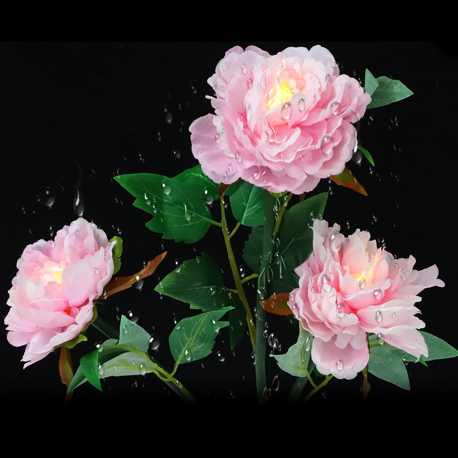 

2Pc LED Solar Garden Lights Peony Lawn Garden Lights for Lawn Pathway Yard Driveway Patio Walkway Pool Area (White Pink)