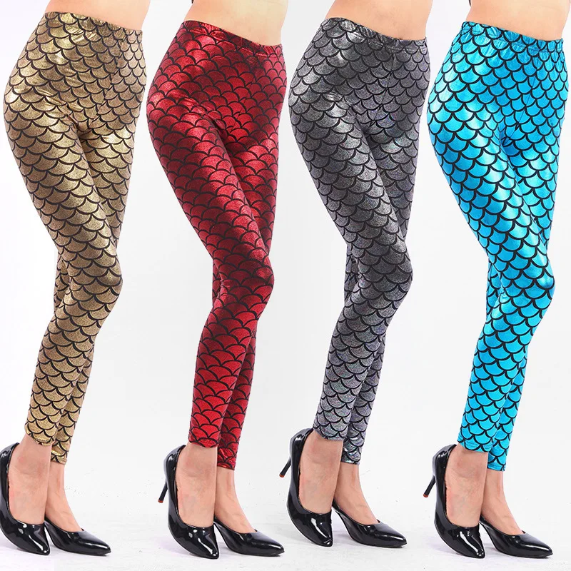 

Women's Skinny Pants High Waist Fish Scale Leggings Sparkling Thin Breathable Slim Fit Casual Fashion Spring/Summer 2024