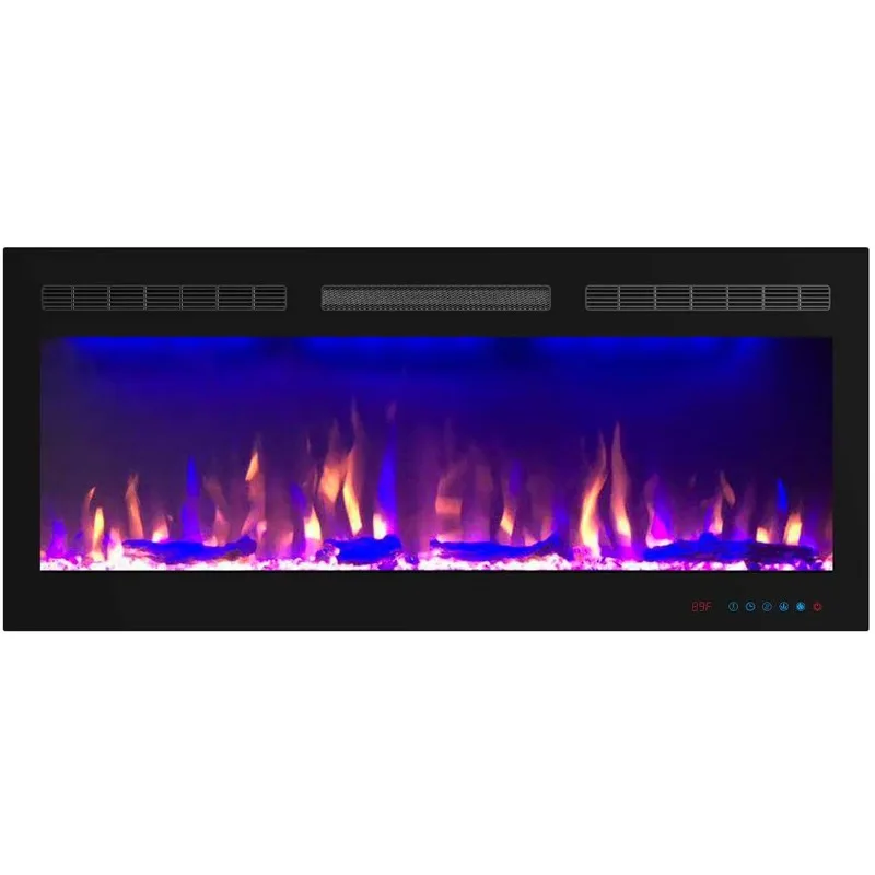40GP Inch Modern Indoor Media Electric Fireplace Heater App Wifi Control Remote Agro LED Real Flame Light Royal Slim