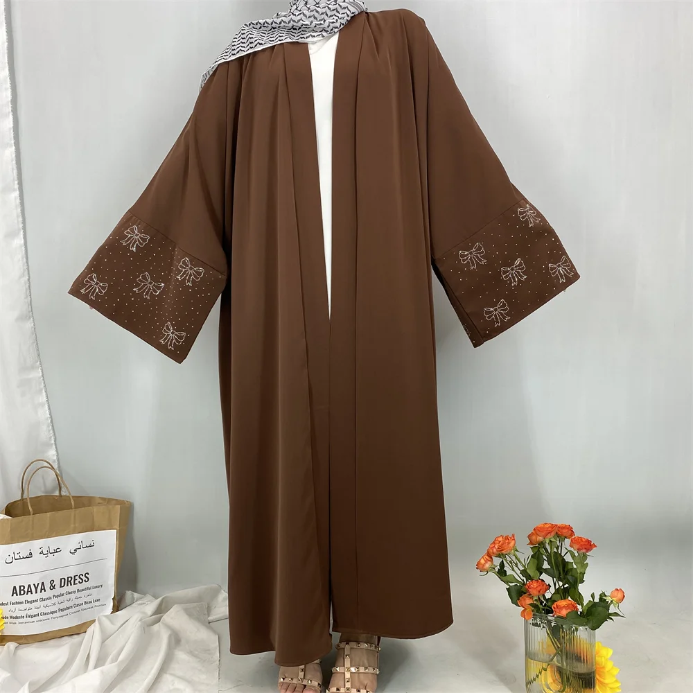 Moda muçulmana temperamento de diamante quente vendendo vestido cardigan