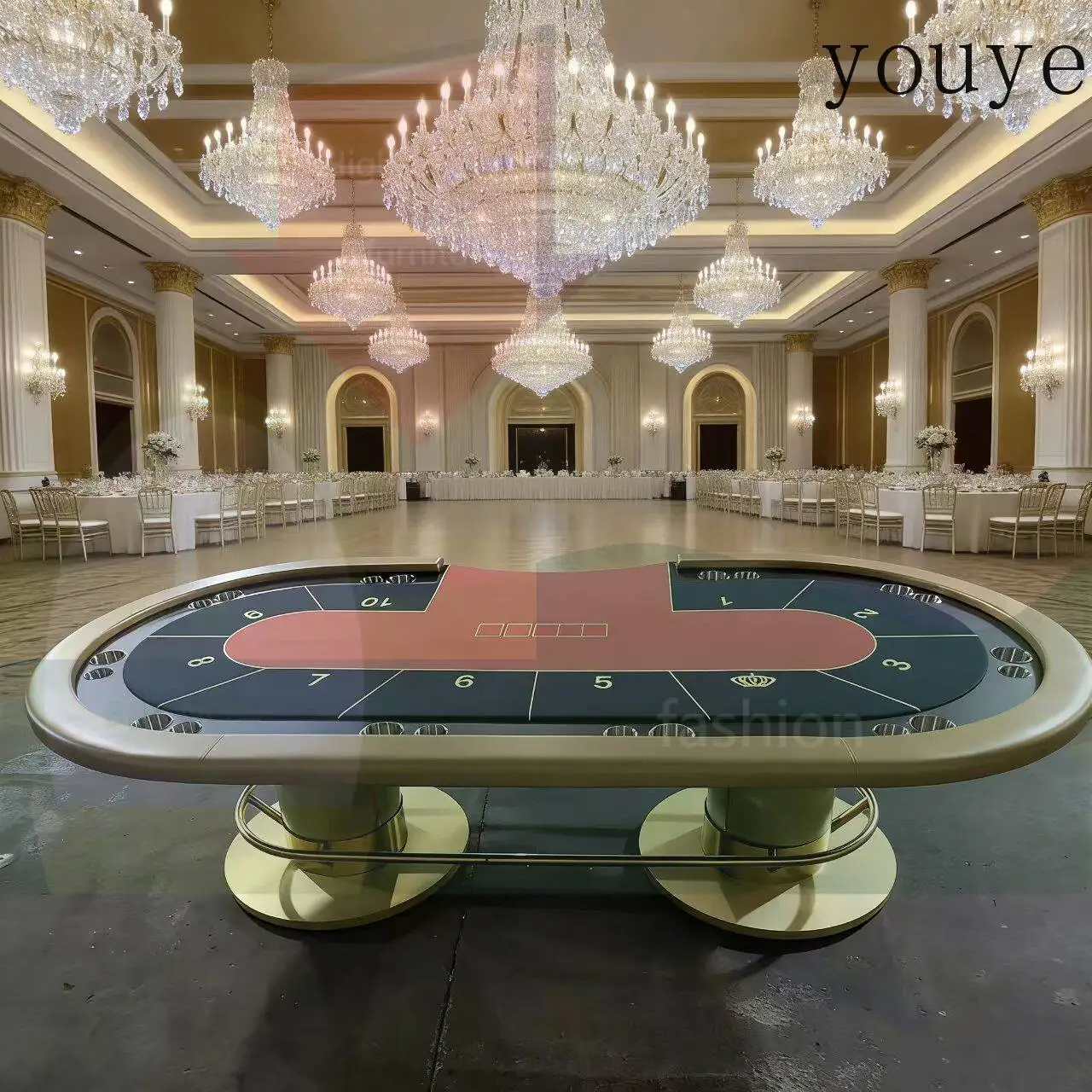 UIi Commercial grade 10-person Texas poker table, club-specific reinforced steel frame chess and card entertainment professional