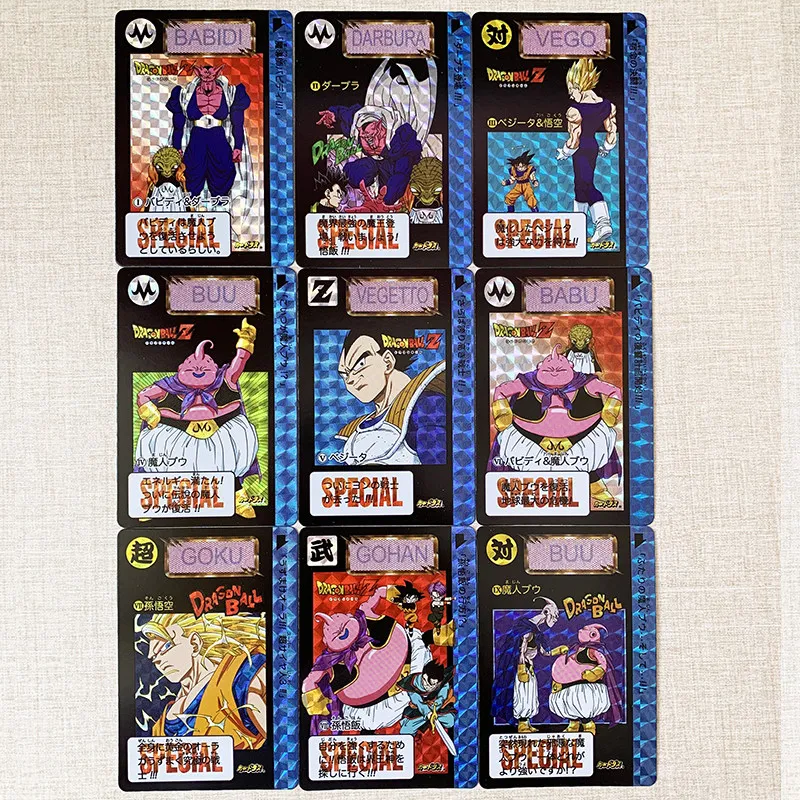 DIY Dragon Ball Z Super Barcode Wars Fat Majin Buu1-2 Issue Plaid Flash Card Babidi Vegeta Son Goku Vegito Game Collection Card