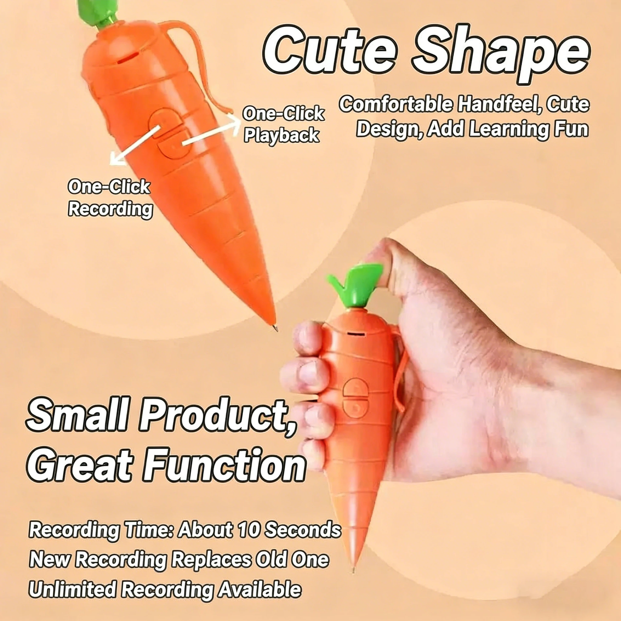 Zootopia 2 Judy Hopps Wortel Voice Recorder Pen Cosplay Prop met echt geluid 60 seconden opnamefunctie Cartoon Kerstcadeaus