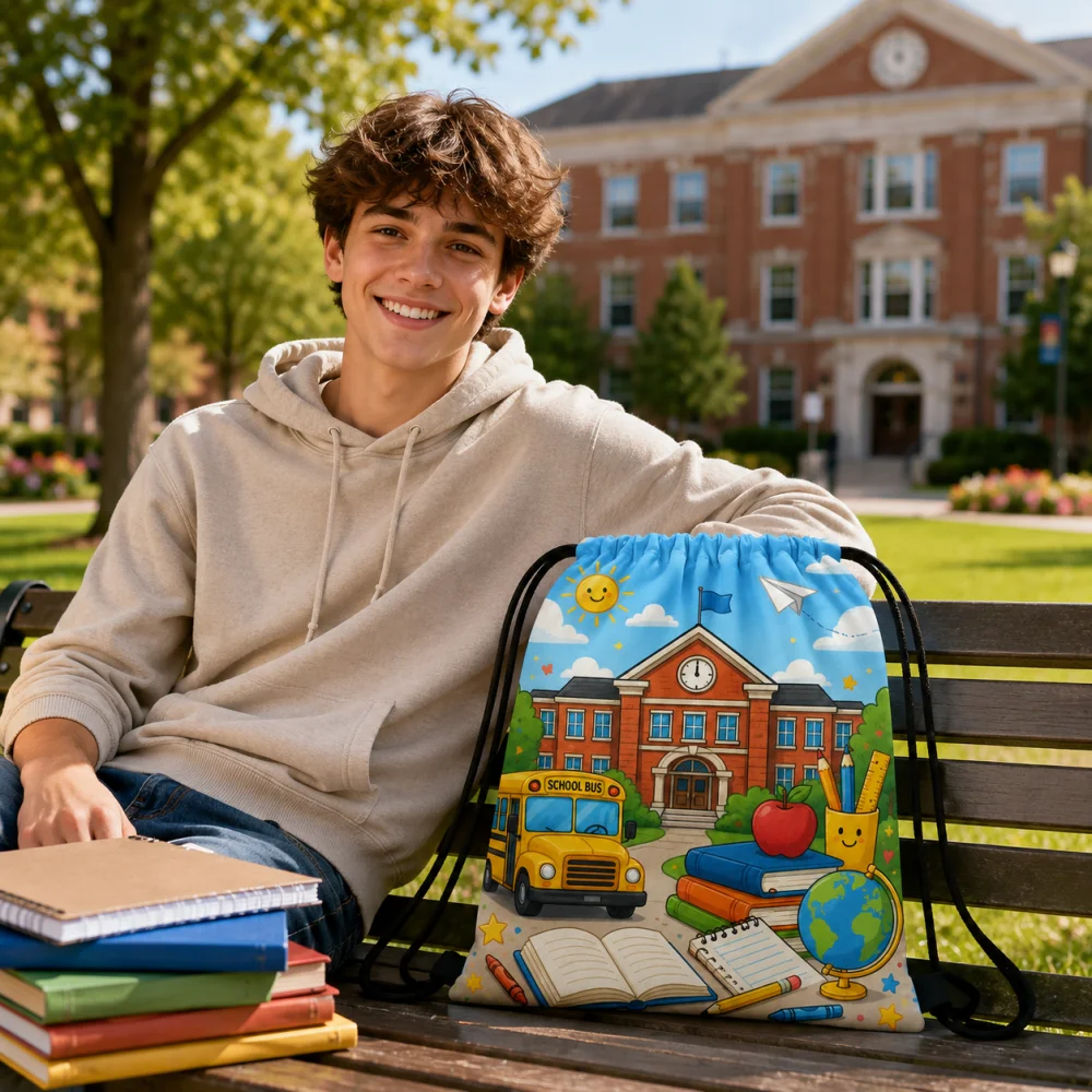 Custom Photo Drawstring Backpack Personalized Your Own Image Polyester Lightweight Gym Bag Gift for Men Women Kids