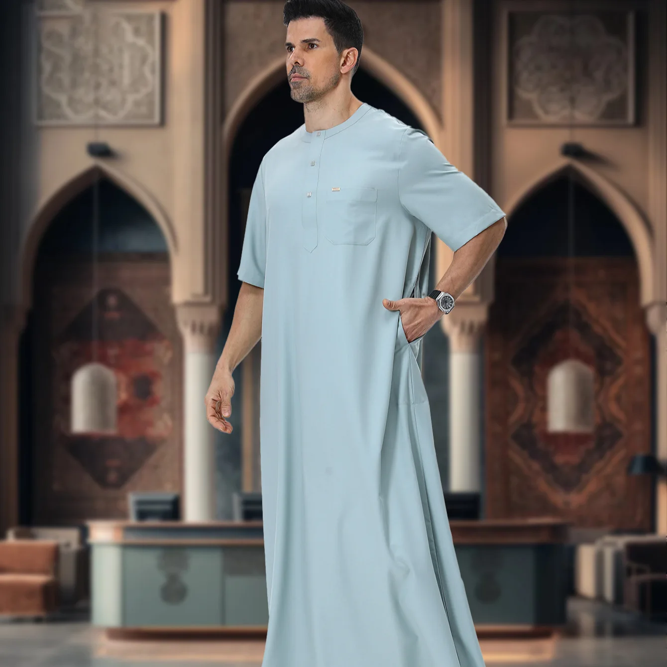 

Мужская мусульманская одежда: Абая, Кафтан, Джеллаба, Джубба, Тобе, с коротким рукавом, для Пакистана и Саудовской Аравии, для Рамадана, исламская одежда