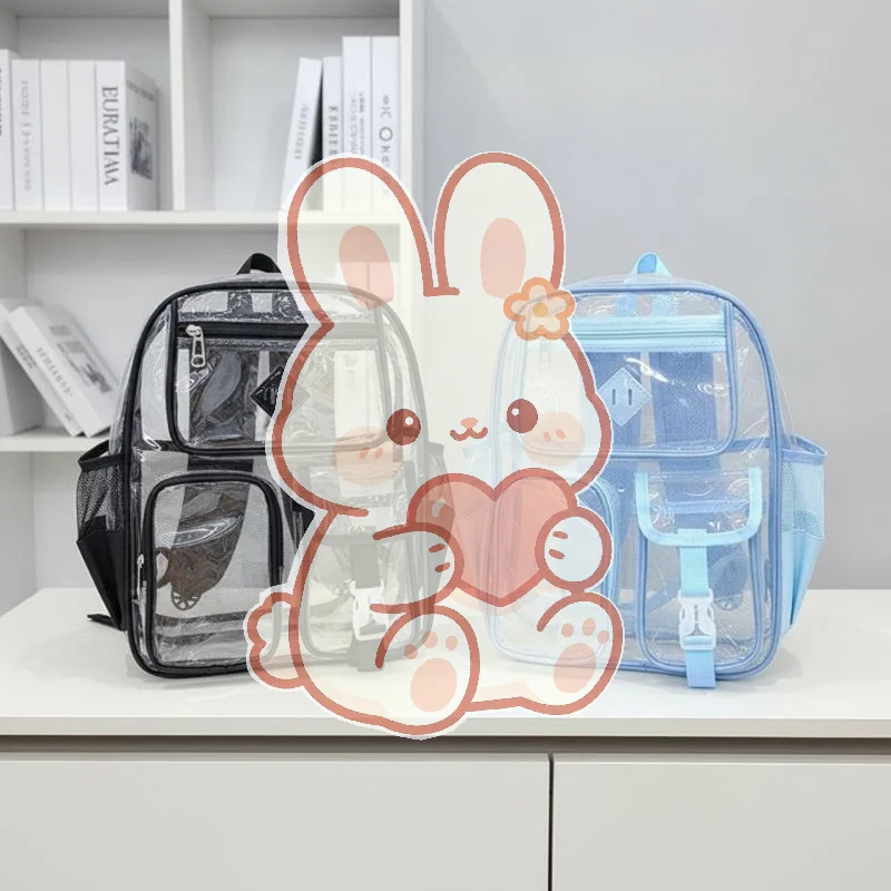 Mini Transparent Backpack Durable PVC Clear Small Cute Casual Bag for School Commute Outdoor Activities