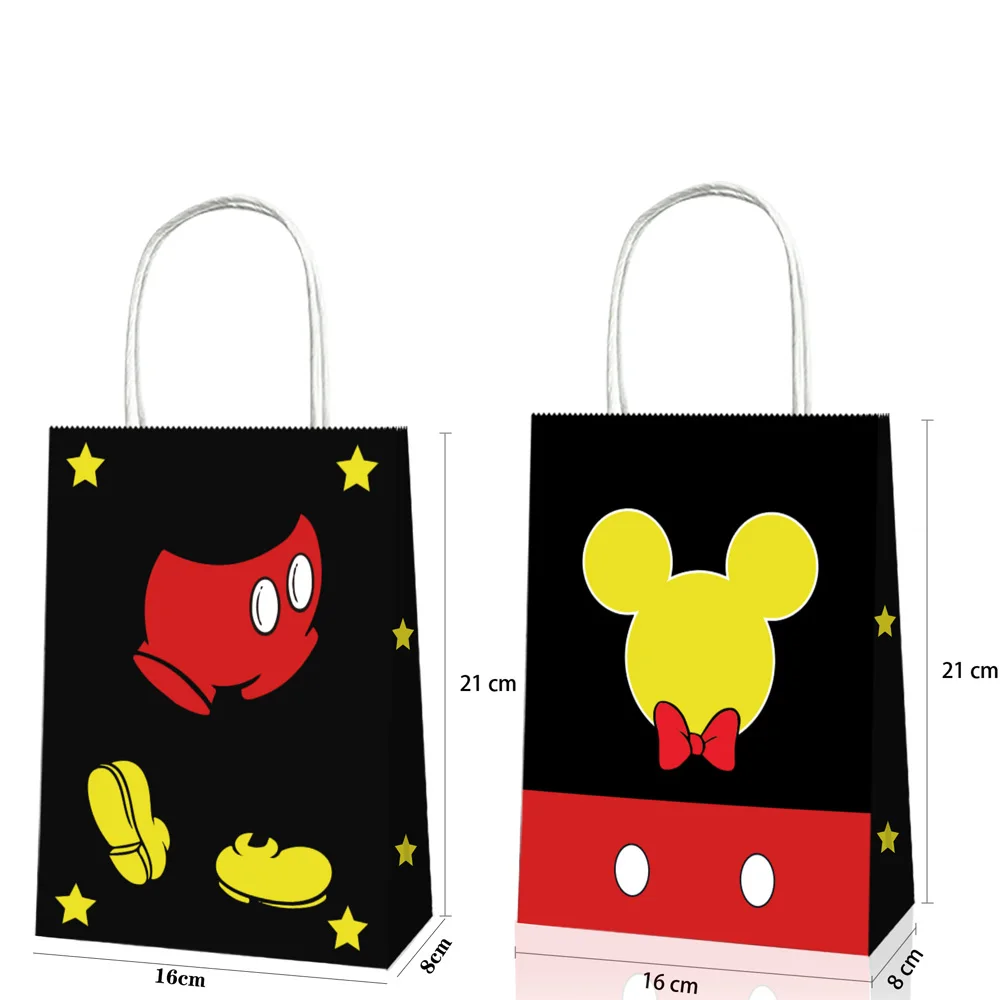 Mickey Mouse Party Gift Bag 6-delig Verjaardag 21x16x8cm Cadeauzakje Favoriete snoepzak voor kinderen met handvat Cadeau Feestartikelen