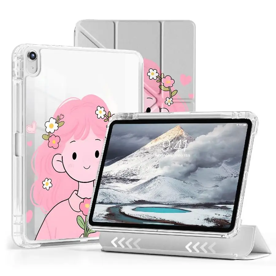

Чехол-подставка для планшетов iPad 11-го, 10-го, 9-го, 8-го, 7-го поколений, 12.9 дюймов, Mini 6, 7, Pro 2025, Air 4, 5, M3, M2, M4, 11 дюймов, Y-Fold, мультяшный, милый дизайн
