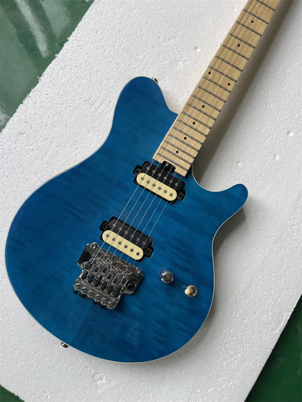 Blue body Electric Guitar with Chrome Hardware,Flame Maple Top,Provide customized services