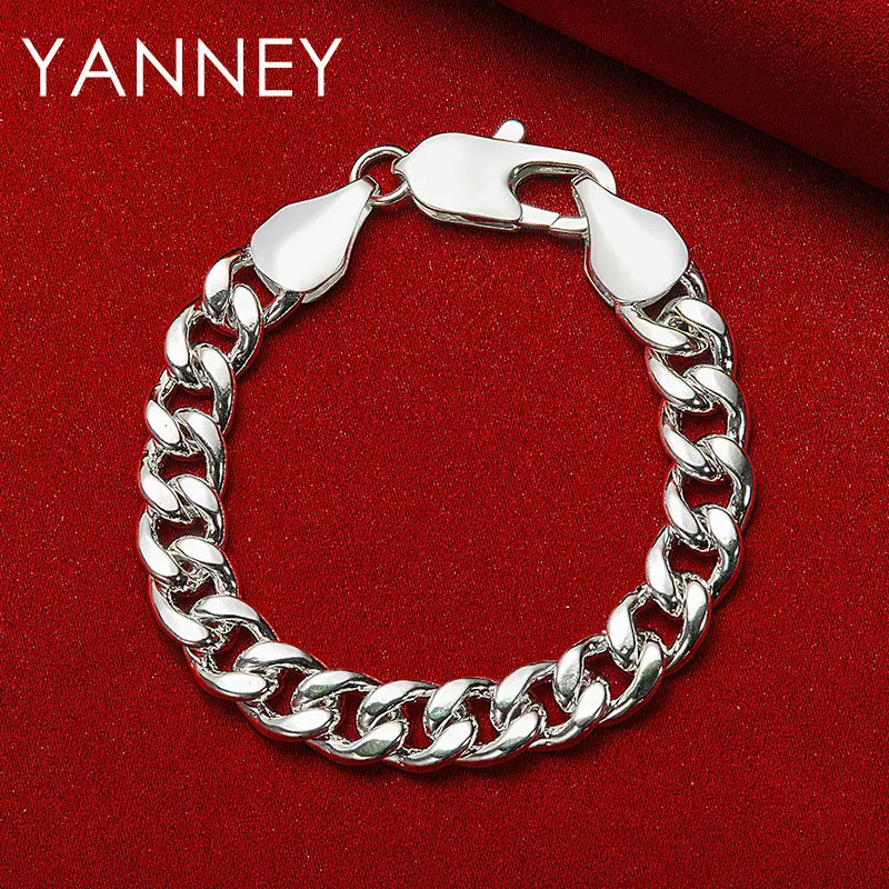 Real 925 Sterling Silver 8 Inches 10MM Classic Bracelet Men Women Wedding Wedding Engagement Gifts Party Fashion Jewelry
