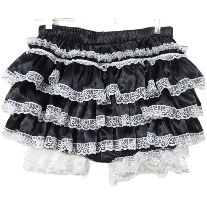 French Maid Cross-dressing Knickerbockers Blue Satin Lace Hem Sissy Dress Underwear Can Be Customized In Multiple Colors