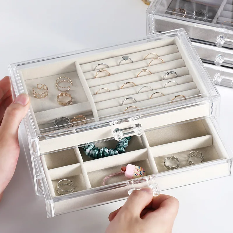 

1 PC Acrylic Drawer Jewelry Storage Box Multi-functional Drawer Jewelry Organizer Box Dust-proof Display Jewelry storage box