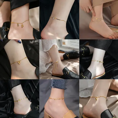 Tobillera Simple de acero de titanio, tobillera avanzada para mujer, tobillera de amor a la moda, accesorios de regalo