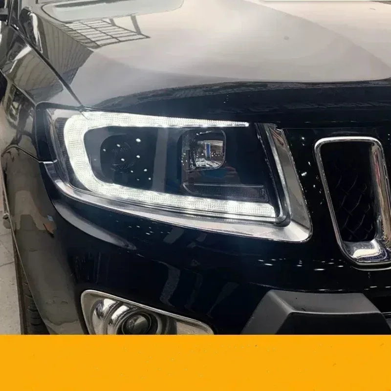 LED Headlight Assembly for Jeep Compass 2011-15 Modified Headlamp Turn Signal Daytime Running Light