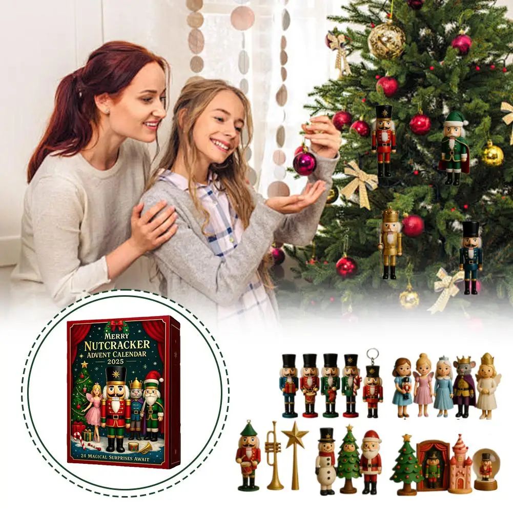 Nussknacker Weihnachten Countdown Kalender Blind Box 2D Acryl Walnuss Clip Niedlicher Kalender Blind Box Weihnachtsbaum Dekoration