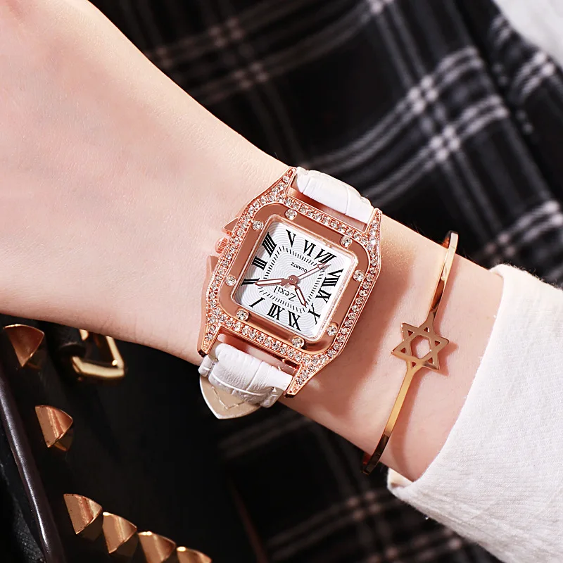 Luksusowy zegarek damski modny elegancki kwarcowy diamentowy damski nowy Casual biznesowy zegarek na rękę prezent dla kobiety Montre Femme