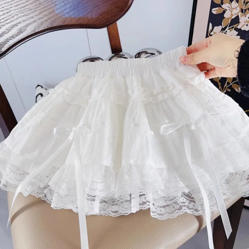 

Весна-лето, новая детская сетчатая кружевная короткая юбка принцессы, мини-детские юбки для маленьких девочек, белая хлопковая юбка Kawaii Cake