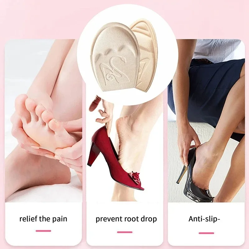 Half Insoles for Shoes Inserts Forefoot Pad Non-slip Sole Toe Plug Cushion Reduce Shoe Size Filler High Heels Pain Relief Pads