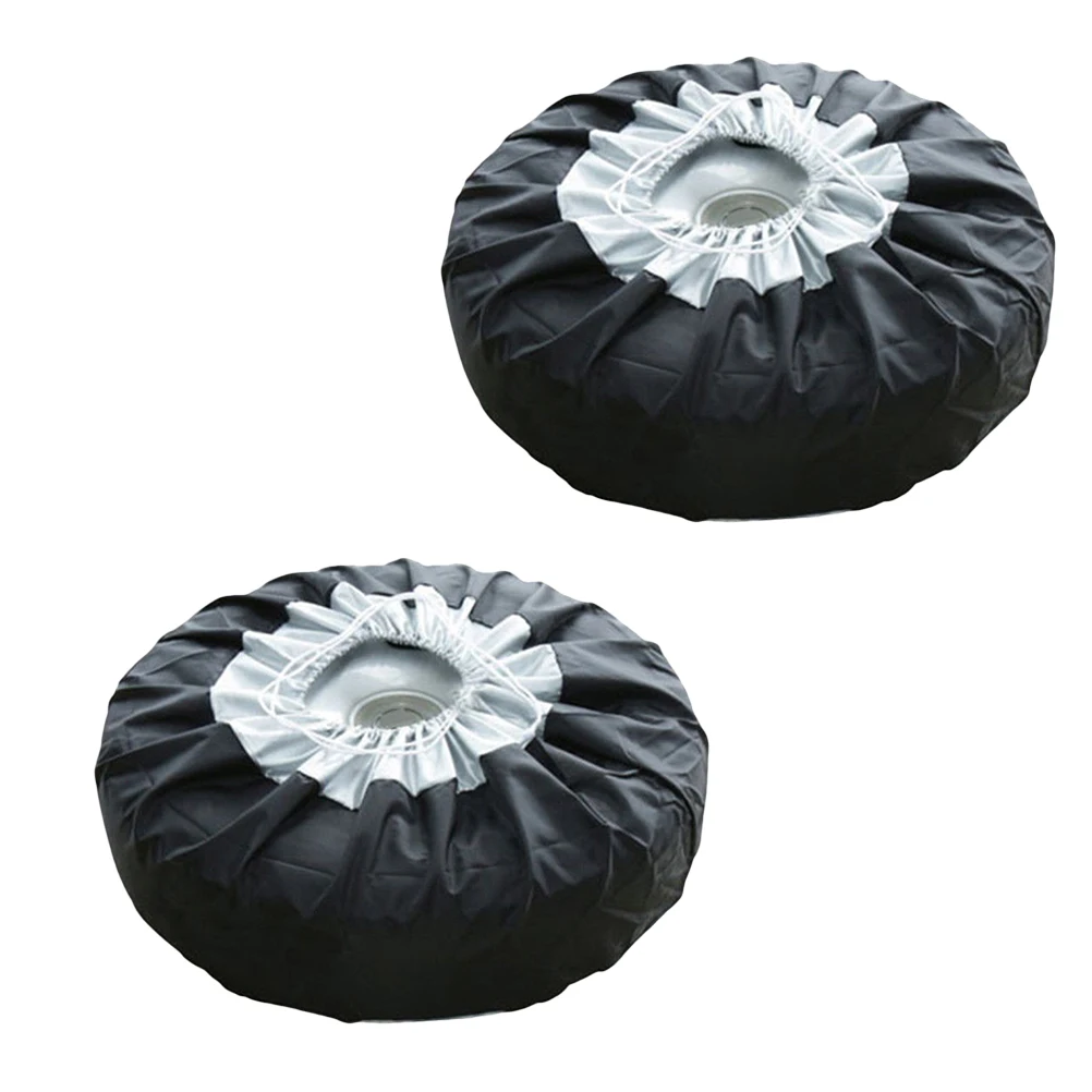 

2pcs Premium Oxford Cloth Car Covers Waterproof Dustproof Wheel Tire Case Protector For 65Cm Spare Tire Universal Fit Great Gift